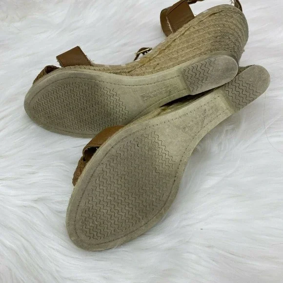 Sperry Women's Open Toe Espadrille Rope Wedge Sandals Size 8.5 Brown Tan Leather - Picture 8 of 8
